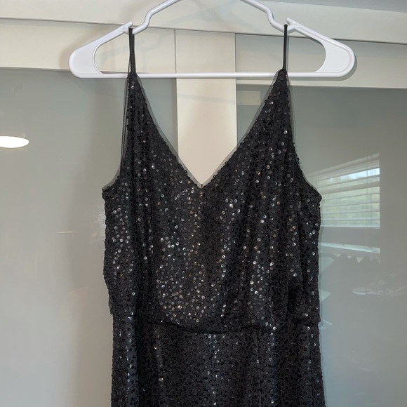 Adrianna Papell Black Sequin Blouson Gown - Picture 4 of 10